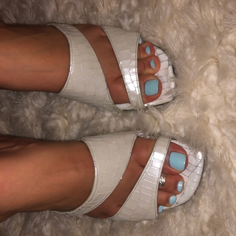 White shimmery heels